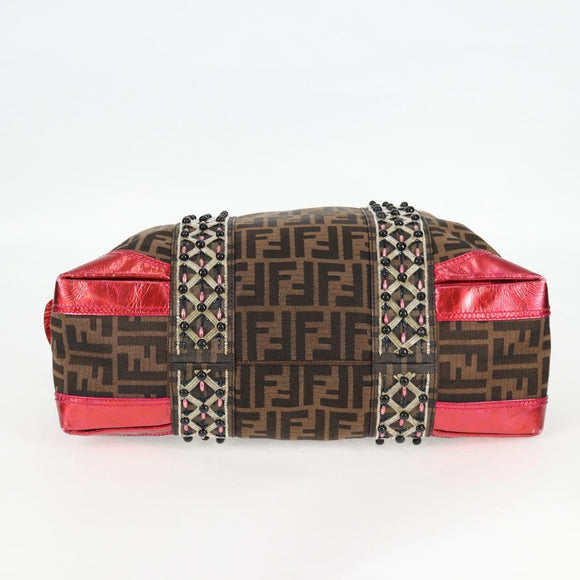 FENDI Zucca Canvas Tote Bag Black Brown Auth 126450V