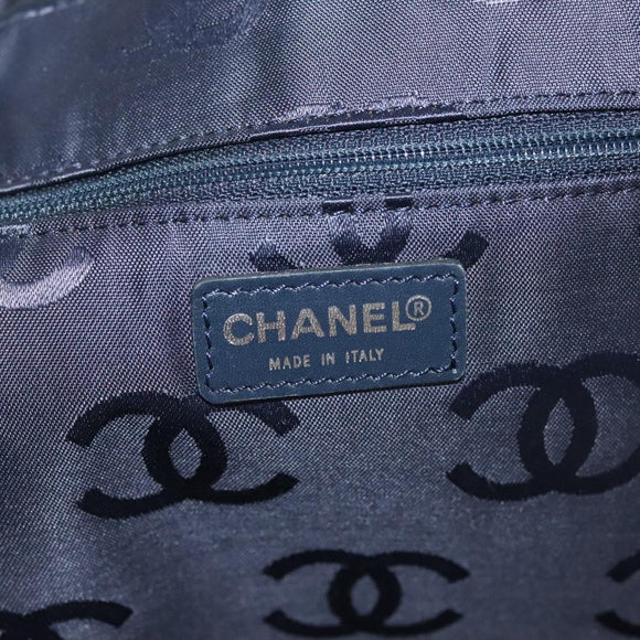 CHANEL Hand Bag Denim Light Blue Silver CC Auth 126457