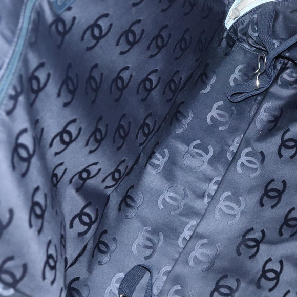 CHANEL Hand Bag Denim Light Blue Silver CC Auth 126457