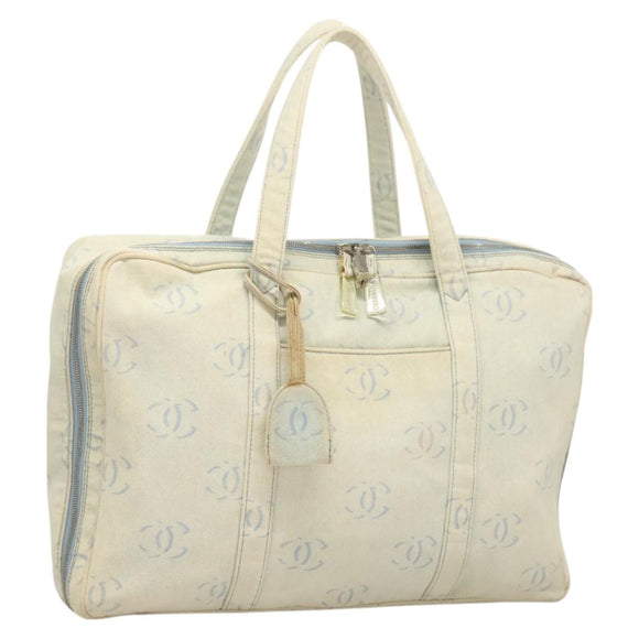 CHANEL Hand Bag Denim Light Blue Silver CC Auth 126457