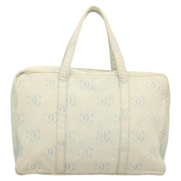 CHANEL Hand Bag Denim Light Blue Silver CC Auth 126457