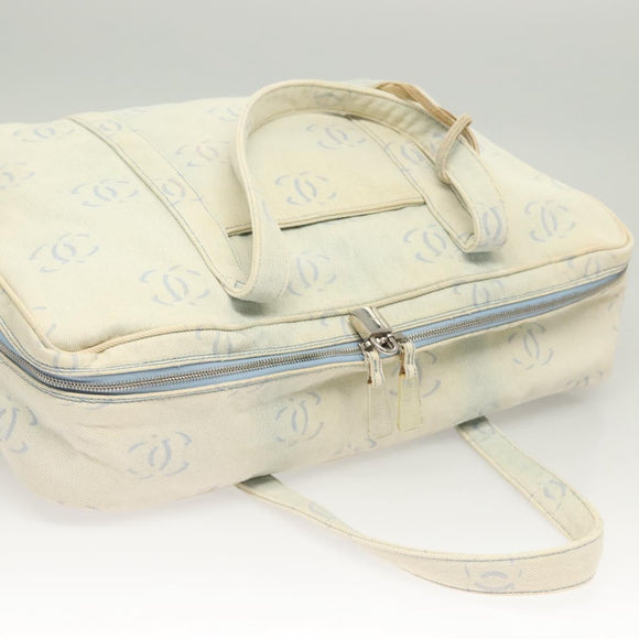 CHANEL Hand Bag Denim Light Blue Silver CC Auth 126457