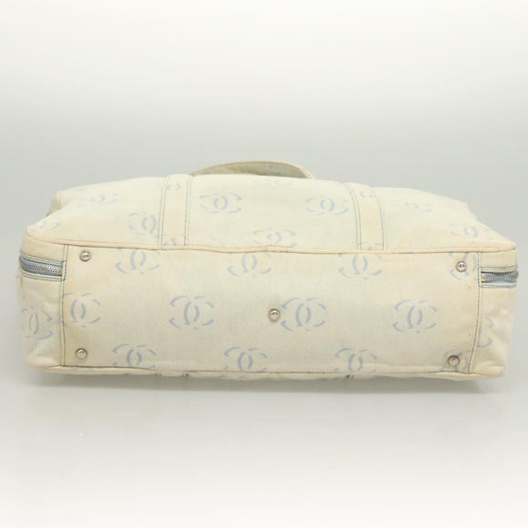 CHANEL Hand Bag Denim Light Blue Silver CC Auth 126457