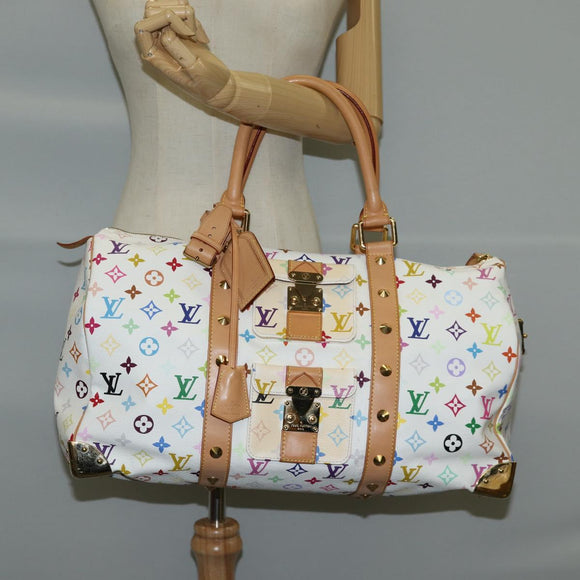 LOUIS VUITTON Monogram Multicolor Keepall 45 Bag White M92641 LV Auth 126487V