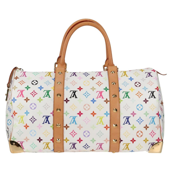 LOUIS VUITTON Monogram Multicolor Keepall 45 Bag White M92641 LV Auth 126487V