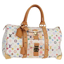 LOUIS VUITTON Monogram Multicolor Keepall 45 Bag White M92641 LV Auth 126488V-1