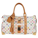 LOUIS VUITTON Monogram Multicolor Keepall 45 Bag White M92641 LV Auth 126488V-13