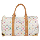 LOUIS VUITTON Monogram Multicolor Keepall 45 Bag White M92641 LV Auth 126488V-2