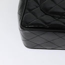 CHANEL Big Matelasse Chain Shoulder Bag Patent leather Black Gold CC Auth 126493-12