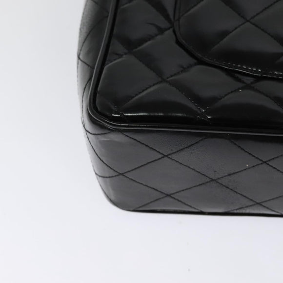 CHANEL Big Matelasse Chain Shoulder Bag Patent leather Black Gold CC Auth 126493