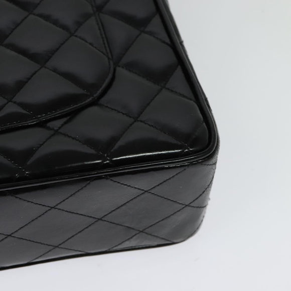 CHANEL Big Matelasse Chain Shoulder Bag Patent leather Black Gold CC Auth 126493