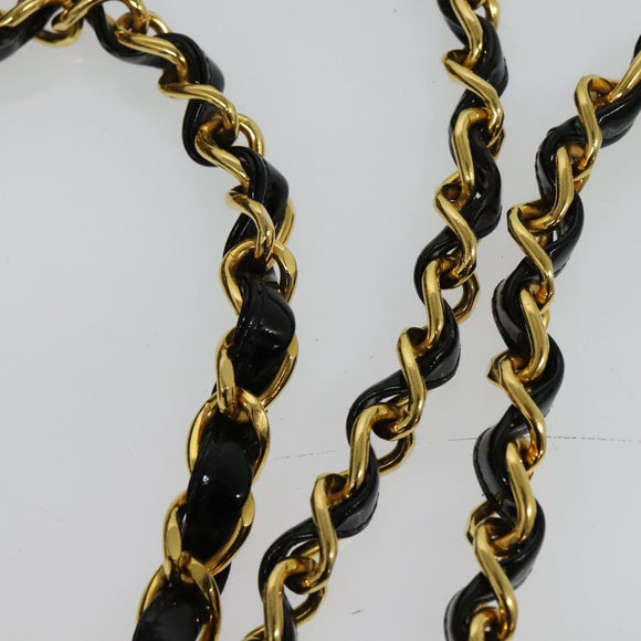 CHANEL Big Matelasse Chain Shoulder Bag Patent leather Black Gold CC Auth 126493