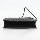 CHANEL Matelasse Shoulder Bag Lamb Skin Black Gold CC Auth 126497V-5