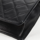 CHANEL Matelasse Shoulder Bag Lamb Skin Black Gold CC Auth 126497V-16