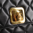 CHANEL Matelasse Shoulder Bag Lamb Skin Black Gold CC Auth 126497V-19