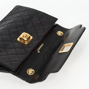 CHANEL Matelasse Shoulder Bag Lamb Skin Black Gold CC Auth 126497V-20