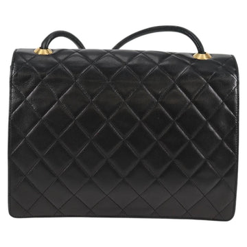 CHANEL Matelasse Shoulder Bag Lamb Skin Black Gold CC Auth 126497V - 0