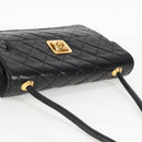 CHANEL Matelasse Shoulder Bag Lamb Skin Black Gold CC Auth 126497V-6