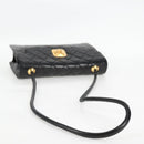 CHANEL Matelasse Shoulder Bag Lamb Skin Black Gold CC Auth 126497V-7