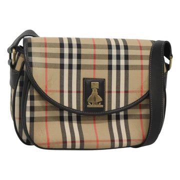 Burberrys Nova Check Shoulder Bag Canvas Beige Gold Auth 126517