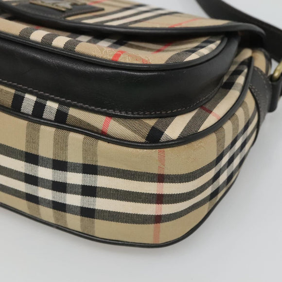 Burberrys Nova Check Shoulder Bag Canvas Beige Gold Auth 126517