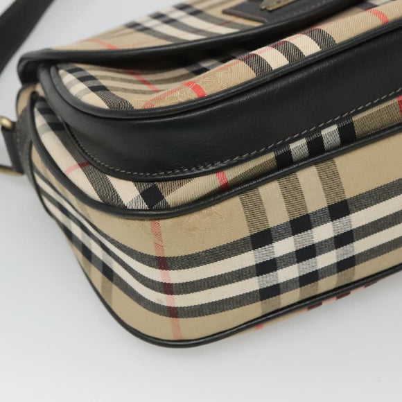 Burberrys Nova Check Shoulder Bag Canvas Beige Gold Auth 126517