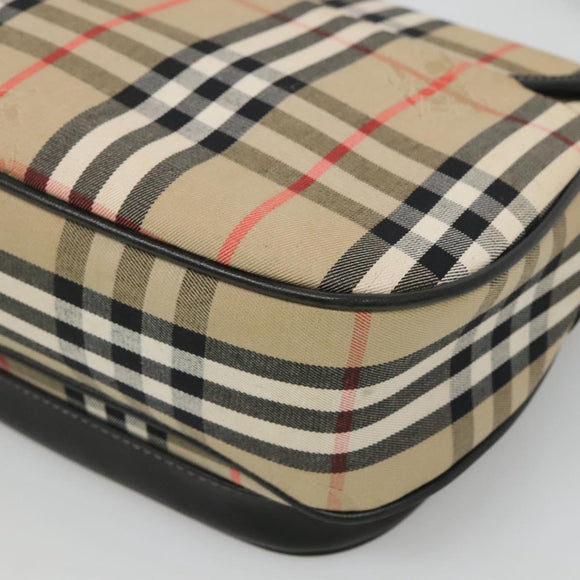 Burberrys Nova Check Shoulder Bag Canvas Beige Gold Auth 126517