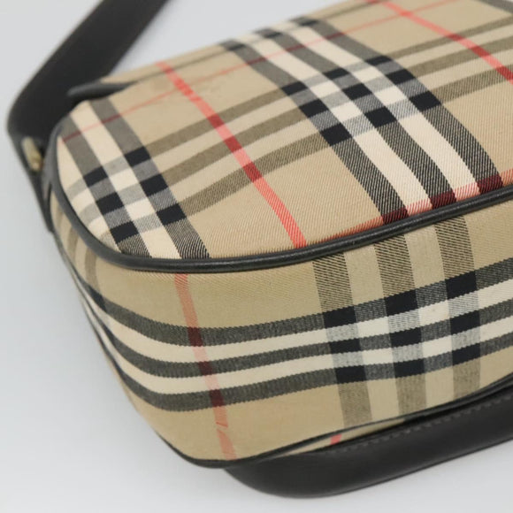 Burberrys Nova Check Shoulder Bag Canvas Beige Gold Auth 126517