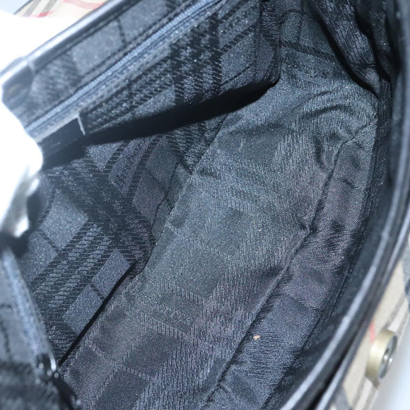 Burberrys Nova Check Shoulder Bag Canvas Beige Gold Auth 126517