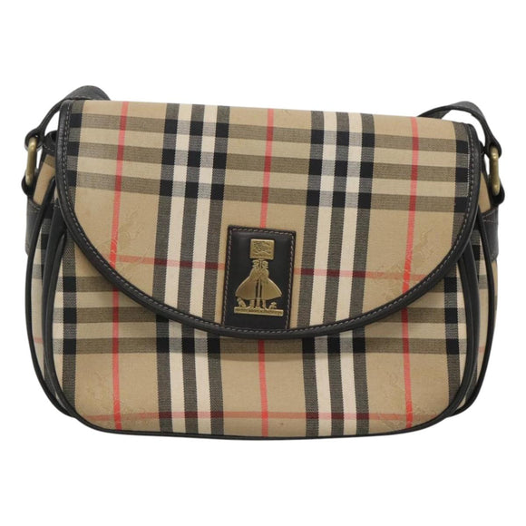 Burberrys Nova Check Shoulder Bag Canvas Beige Gold Auth 126517