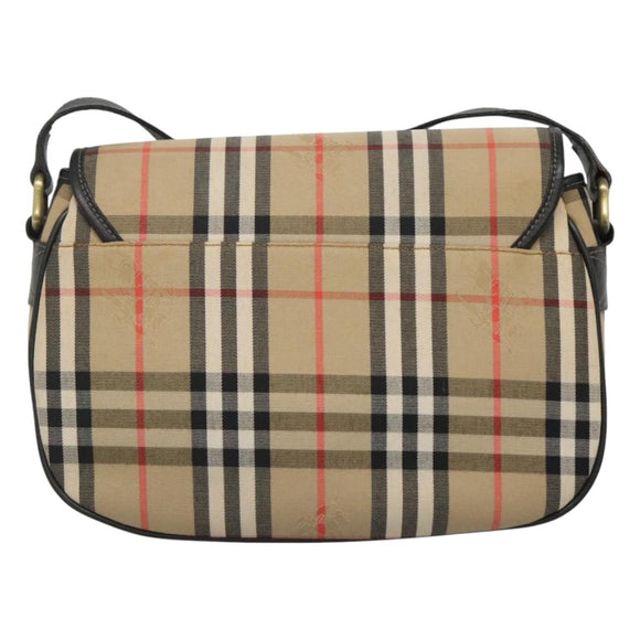 Burberrys Nova Check Shoulder Bag Canvas Beige Gold Auth 126517
