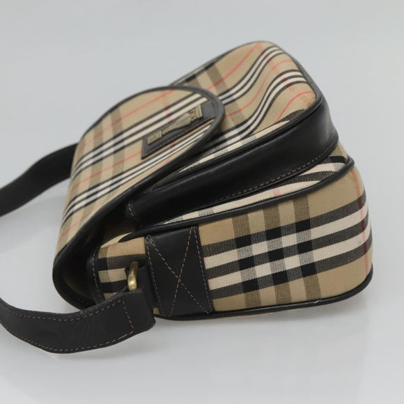 Burberrys Nova Check Shoulder Bag Canvas Beige Gold Auth 126517