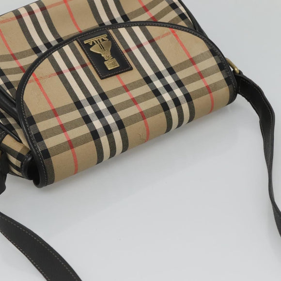 Burberrys Nova Check Shoulder Bag Canvas Beige Gold Auth 126517
