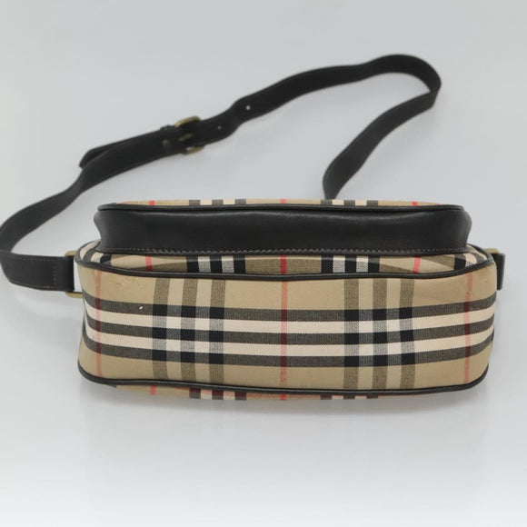 Burberrys Nova Check Shoulder Bag Canvas Beige Gold Auth 126517