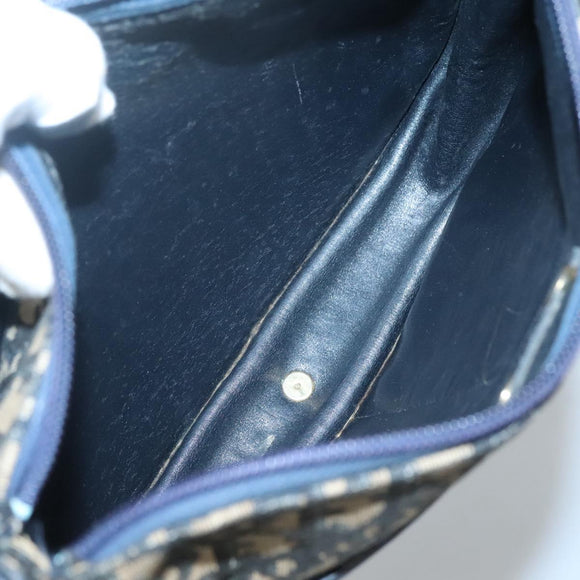 Christian Dior Trotter Canvas Shoulder Bag Navy Gold Auth 126521