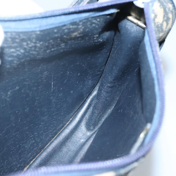 Christian Dior Trotter Canvas Shoulder Bag Navy Gold Auth 126521