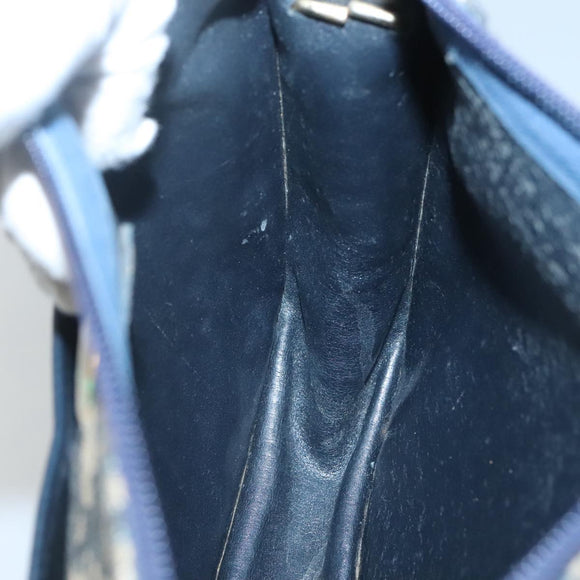 Christian Dior Trotter Canvas Shoulder Bag Navy Gold Auth 126521