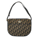 Christian Dior Trotter Canvas Shoulder Bag Navy Gold Auth 126521-13