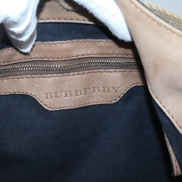 BURBERRY Nova Check Shoulder Bag Canvas Beige Gold Auth 126524