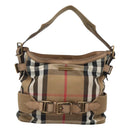 BURBERRY Nova Check Shoulder Bag Canvas Beige Gold Auth 126524-13