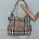 BURBERRY Nova Check Shoulder Bag Canvas Beige Gold Auth 126524-23
