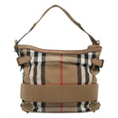 BURBERRY Nova Check Shoulder Bag Canvas Beige Gold Auth 126524-2