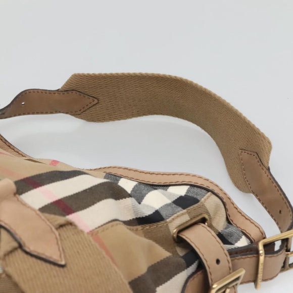 BURBERRY Nova Check Shoulder Bag Canvas Beige Gold Auth 126524