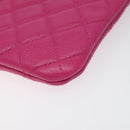 CHANEL Matelasse Clutch Bag Caviar Skin Pink Silver CC Auth 126556M-15
