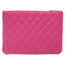 CHANEL Matelasse Clutch Bag Caviar Skin Pink Silver CC Auth 126556M-2