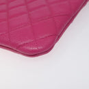 CHANEL Matelasse Clutch Bag Caviar Skin Pink Silver CC Auth 126556M-7