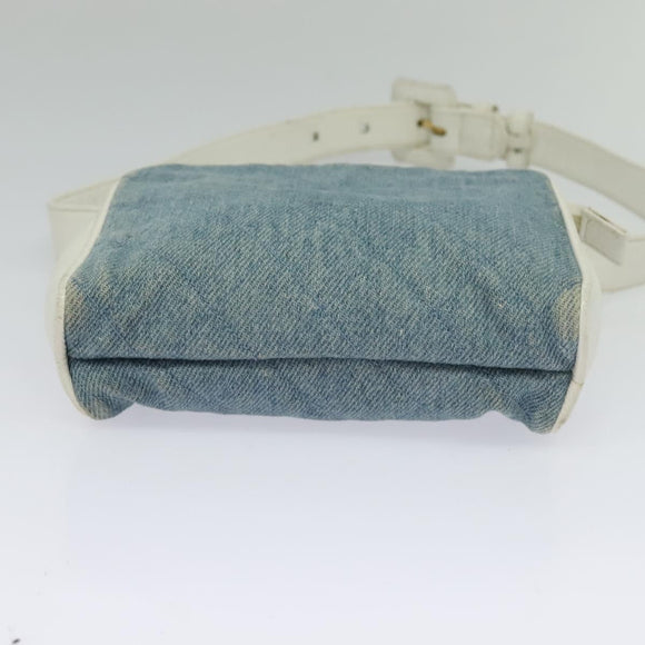 CHANEL Matelasse Waist Bag Denim Blue Gold CC Auth 126559