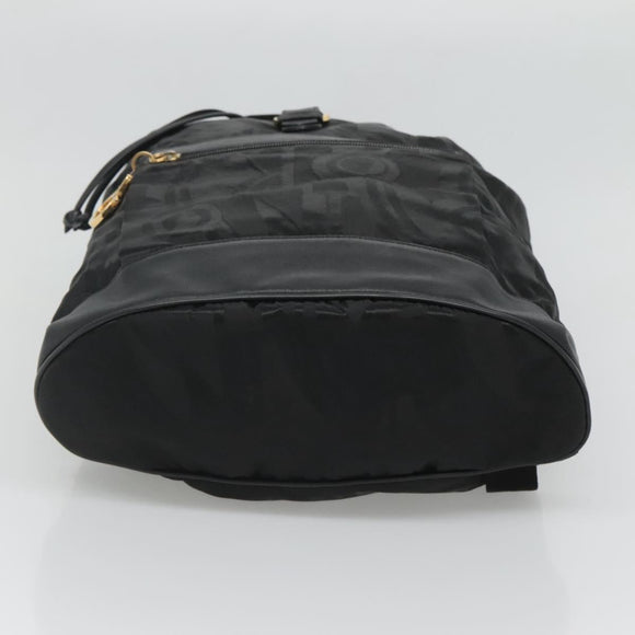 Salvatore Ferragamo Backpack Nylon Black Gold Auth 126564