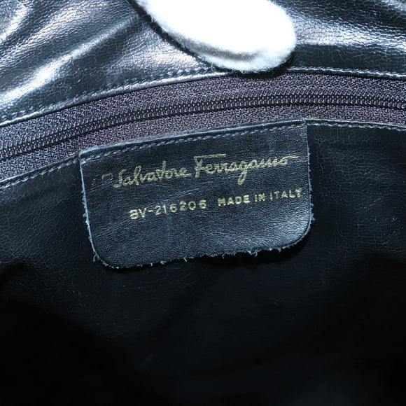Salvatore Ferragamo Backpack Nylon Black Gold Auth 126564
