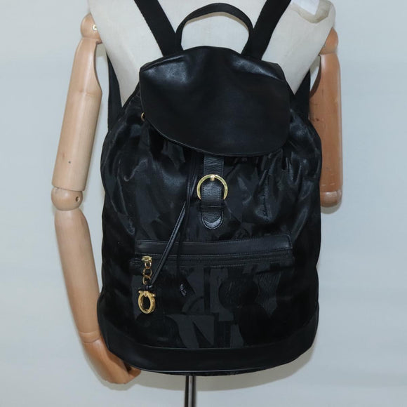 Salvatore Ferragamo Backpack Nylon Black Gold Auth 126564